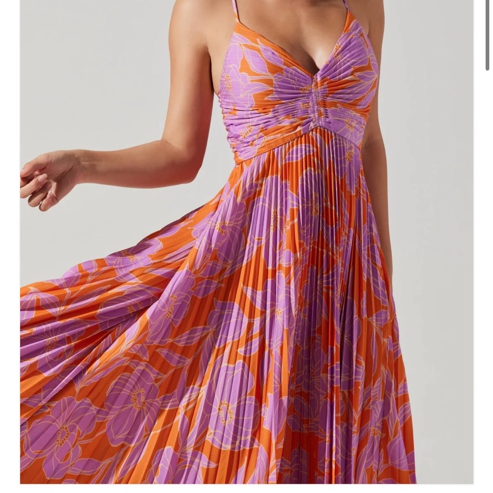 Astr Vibrant Orange and Purple Floral Maxi Dress